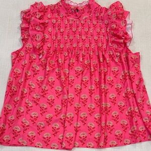 SHEIN Bright Pink Floral Blouse